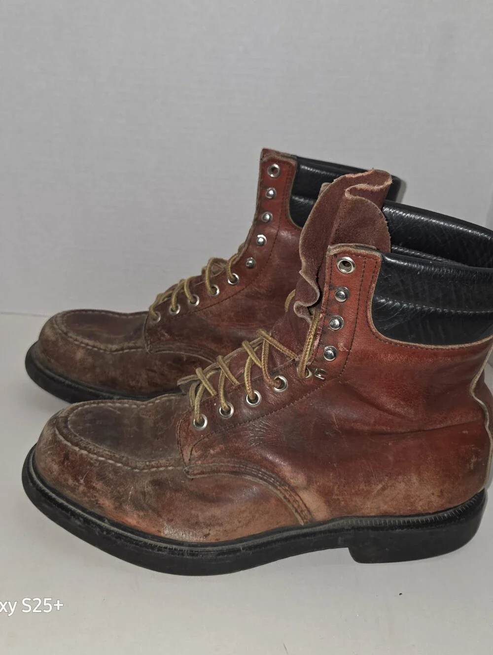 Vintage Red Wing 404 SuperSole Moc Toe Work Boots Brown Leather USA Men's 10.5